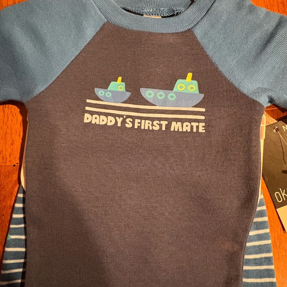 Okie Dokie Newborn 2 Piece Boys Onesie Bodysuit and Pants Nautical Cotton NEW